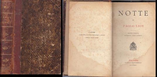 Notte - Paolo Lioy - Zanichelli  - Paolo Lioy - copertina