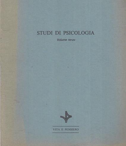 Studi Di Psicologia Volume Terzo  - copertina