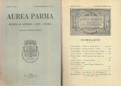 Rivista Aurea Parma Anno Xv Fasc. 6 - copertina