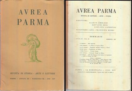 Rivista Aurea Parma Anno Xx Fascicolo 3 - copertina