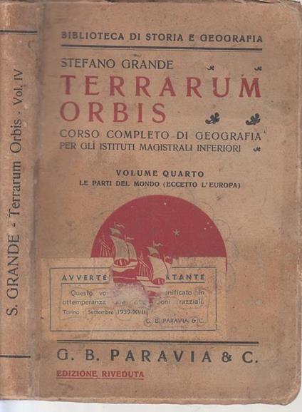 Terrarum Orbis Corso Geografia Vol.4 - Stefano Grande - copertina