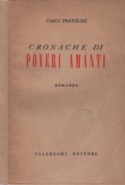 Cronache di poveri amanti - Vasco Pratolini - copertina