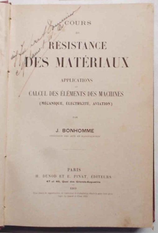 Cours de résistance des matériaux. Applications au calcul des éléments des machines (mécanique, électricité, aviation) - copertina