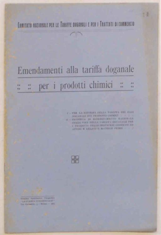 Emendamenti alla tariffa doganale per i prodotti chimici - copertina