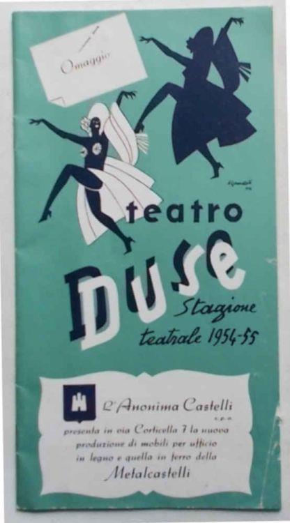 Teatro Duse. Stagione teatrale 1954-55. (La Compagnia Grandi spettacoli Dapporto presenta Delia Scala... nell'avventura musicale di Garinei e Giannini "Giove in doppiopetto" musiche di Kramer...) - copertina