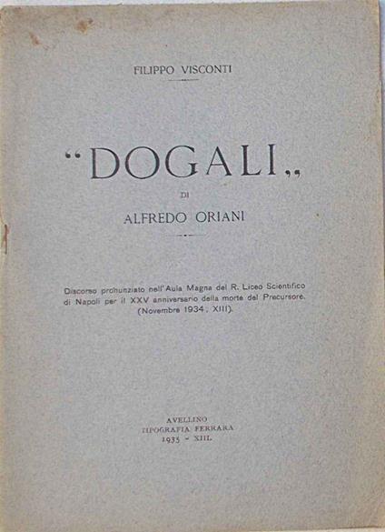 "Dogali" di Alfredo Oriani - copertina
