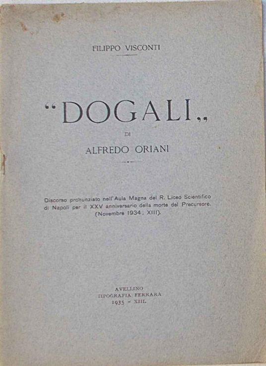 "Dogali" di Alfredo Oriani - copertina
