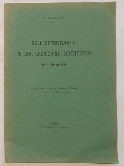 Sull'opportunità di una spedizione scientifica nel Benadir - A. Baldacci - copertina