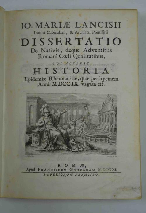 Dissertatio De Nativis, deque Adventiis Romani Coeli Qualitatibus, cui accedit Historia Epidemiae Rgeumaticae, quae per hyemem Anni MDCCIX vagata est. - copertina