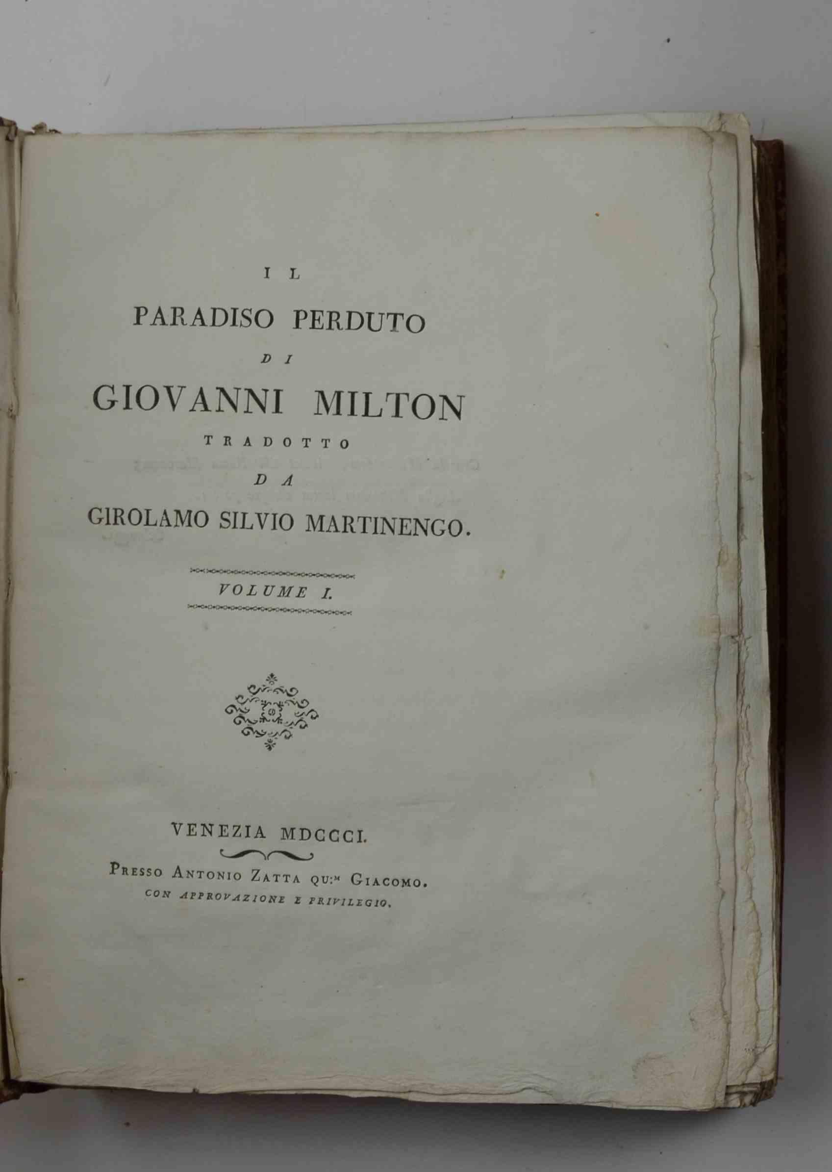 Il paradiso perduto… tradotto da Girolamo Silvio Martinengo