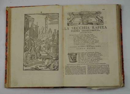 La secchia rapita… colle dichiarazioni di Gaspare Salviani… s'aggiungono la Prefazione, e le Annotazioni di Giannandrea Barotti… Le varie Lezioni de' Testi a penna, e di molte Edizioni e la vita del Poeta composta da Lodovico Antonio Muratori… Seconda - Alessandro Tassoni - copertina