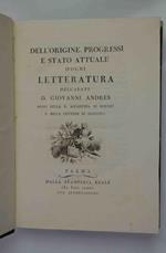 Dell'origine, progressi e stato attuale d'ogni letteratura