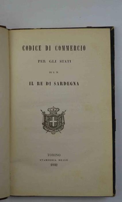 Codice di commercio per gli stati dei S.M. il Re di Sardegna - copertina
