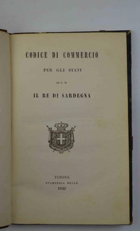 Codice di commercio per gli stati dei S.M. il Re di Sardegna - copertina