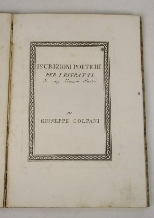 Iscrizioni poetiche per i ritratti di varj Uomini illustri… - Giuseppe Colpani - copertina