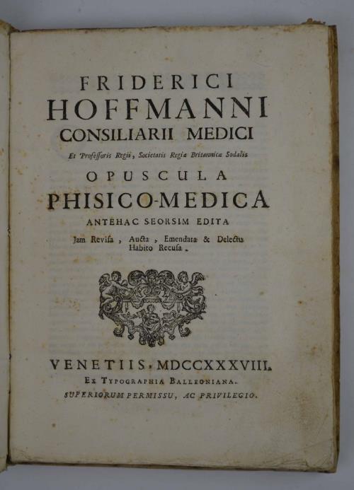Opuscula phisico-medica antehac seorsim edita jam revisa, aucta, emendata & delectu habito recusa - Friedrich Hoffmann - copertina