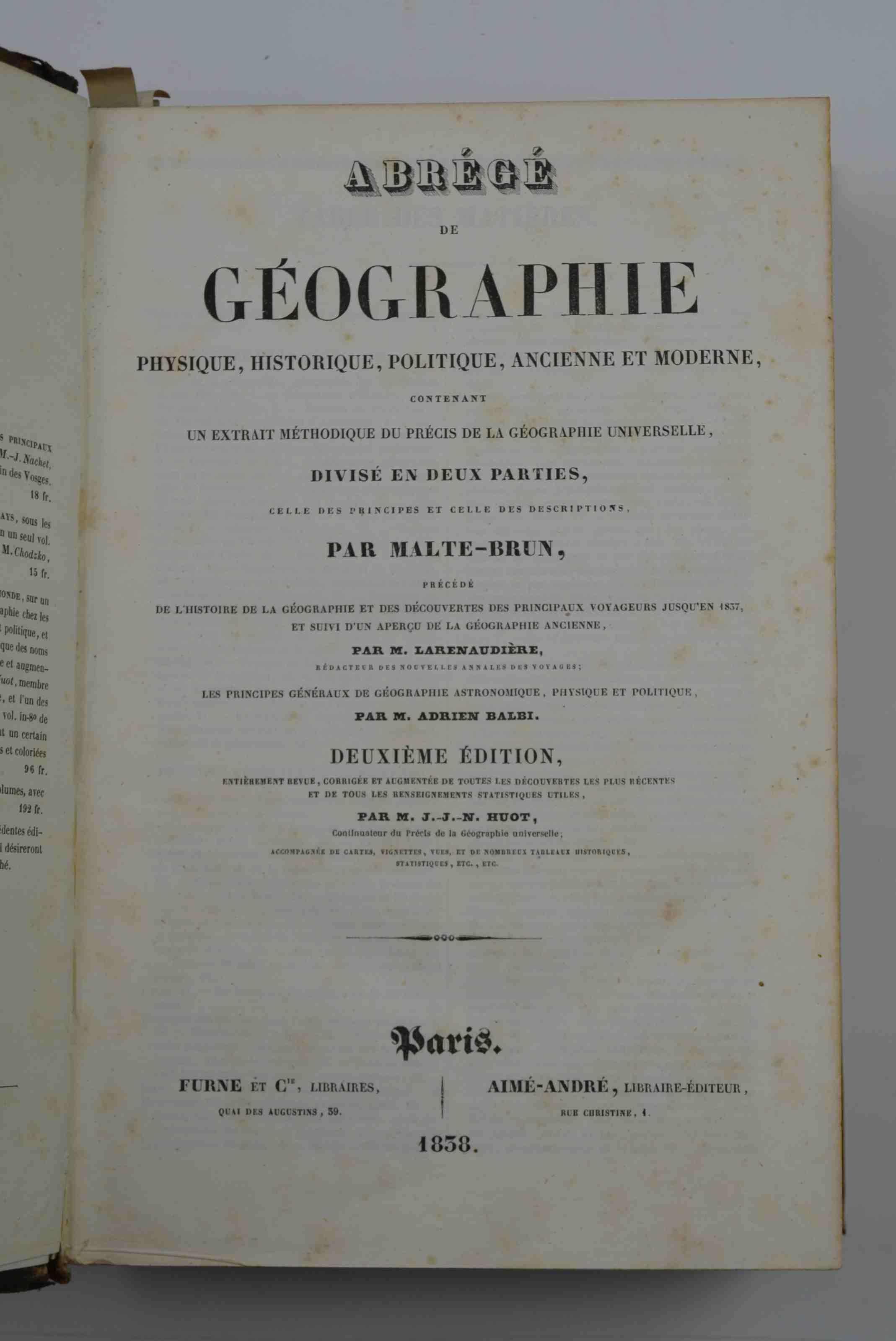 Abrégé de géographie physique, historique, politique, ancienne et moderne