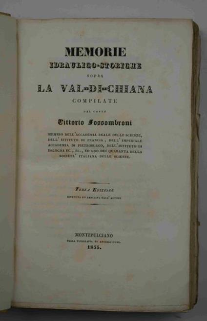 Memorie idarulico-storiche sopra la Val-di-Chiana - Vittorio Fossombroni - copertina
