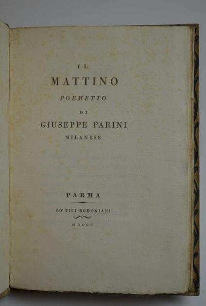 Il mattino - Giuseppe Parini - copertina