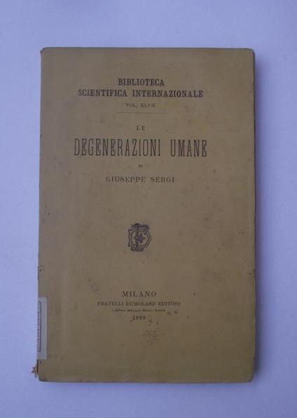 Le degenerazioni umane - Giuseppe Sergi - copertina
