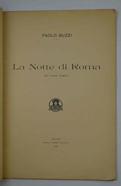 La notte di Roma. Dal Carmen secolare - Paolo Buzzi - copertina