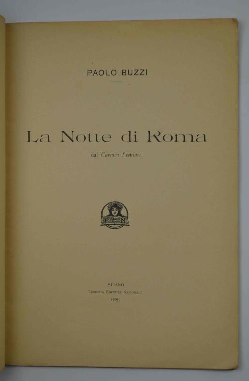 La notte di Roma. Dal Carmen secolare - Paolo Buzzi - copertina