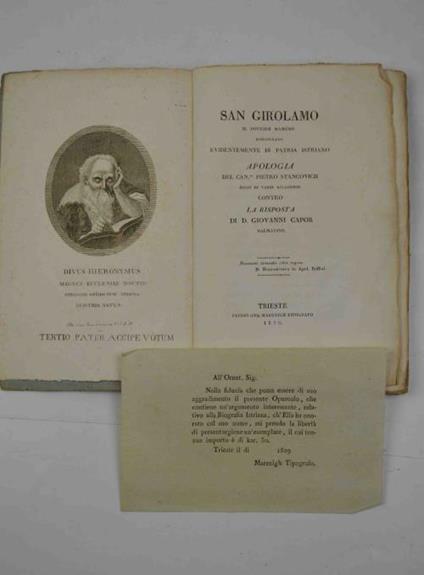 San Girolamo il dottore massimo dimostrato evidentemente di patria istriano. Apologiacontro la risposta di D. Giovanni Capor dalmatino - Pietro Stancovich - copertina