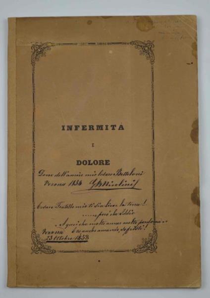 Infermità e dolore. Sermone di C.B - Cesare Betteloni - copertina