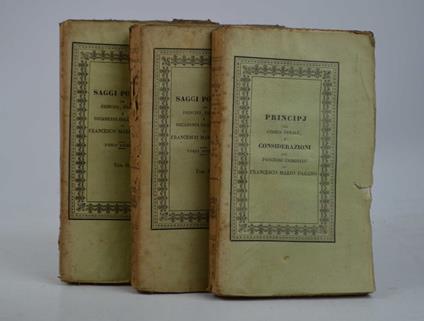 Saggi politici dei principj, progressi e decadenza delle società Terza edizione - copertina