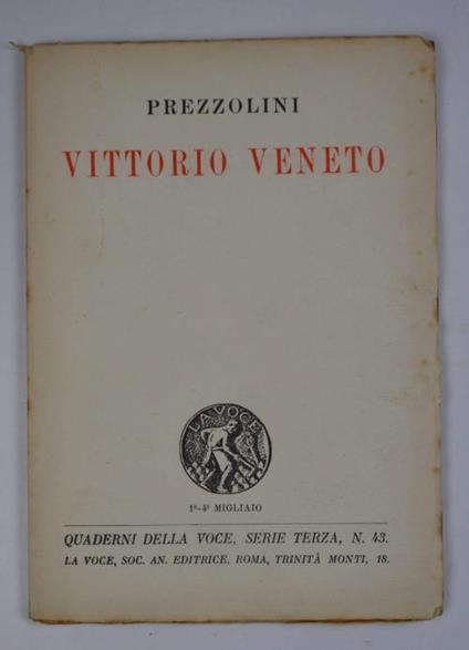 Vittorio Veneto - Giuseppe Prezzolini - copertina