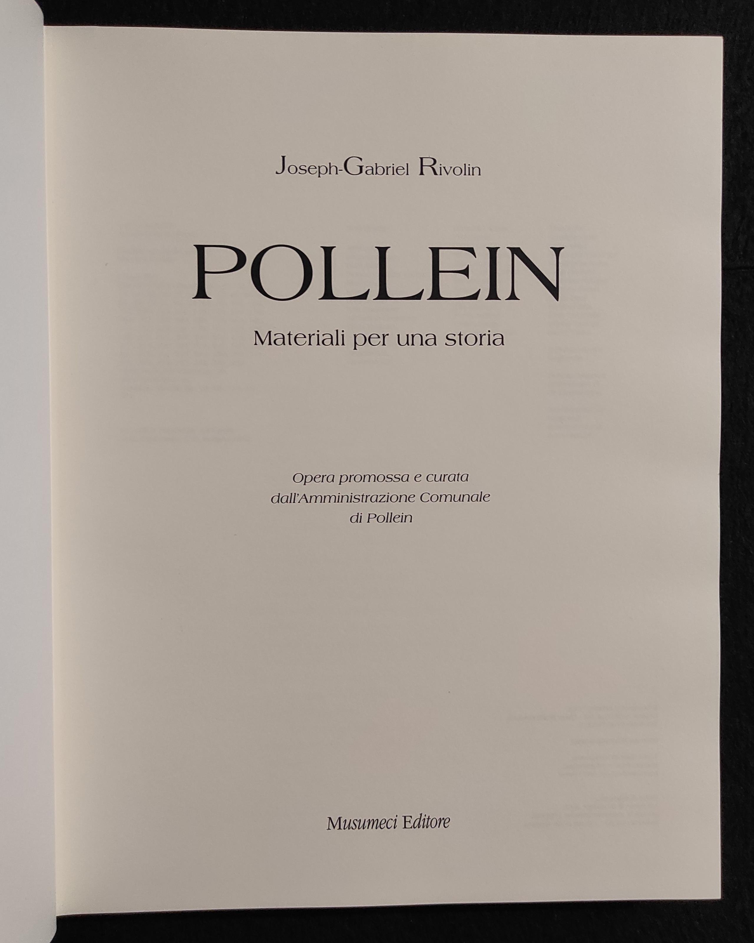 Pollein - Materiali per una Storia - J. G. Rivolin - Ed. Musumeci - 1993