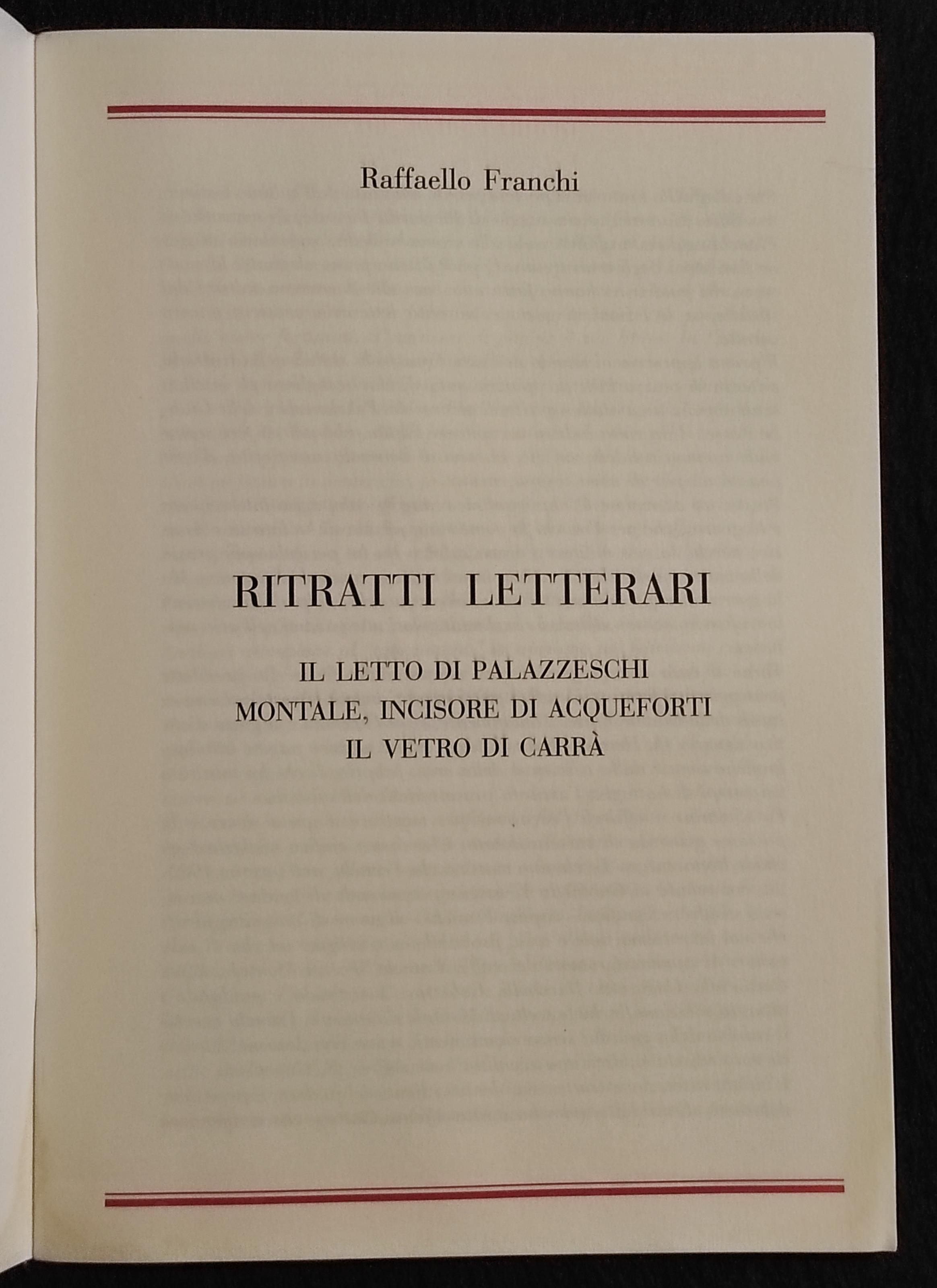 Ritratti Letterari - Palazzeschi, Montale, Carrà - R. Franchi - 1994