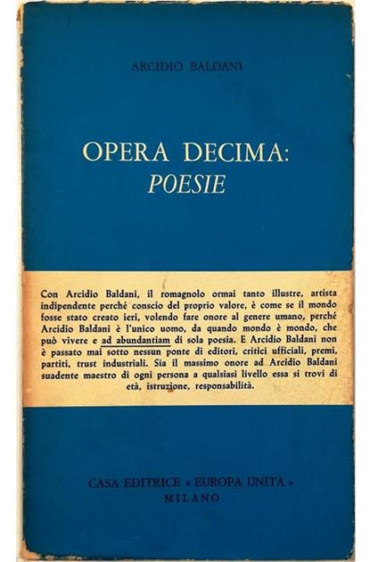 Opera decima: poesie - Arcidio Baldani - copertina