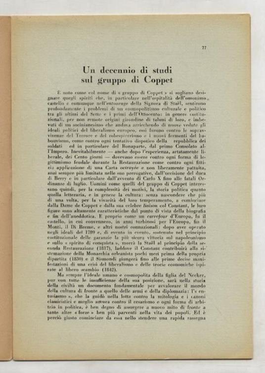 Un decennio di studi sul gruppo di Coppet - Carlo Cordié - copertina