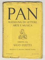 Pan. Rassegna di lettere arte e musica. Diretta da Ugo Ojetti. Redattori: Giuseppe De Robertis, Guido Piovene. Anno II, n. 2. 1 gennaio [sic: ma dovrebbe trattarsi di febbraio] 1934