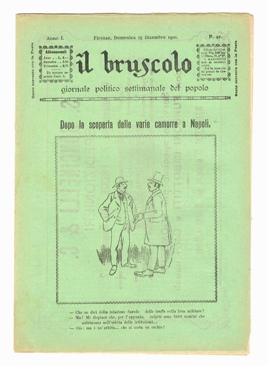 BRUSCOLO (IL) giornale politico settimanale del popolo. Gerente-responsabile: Alfredo Bussotti. Anno I. N. 42. Firenze, domenica 15 dicembre 1901 - copertina