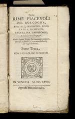 Delle rime piacevoli del Borgogna, Ruscelli, Sansovino, Doni, Lasca, Remigio, Anguillara, Sansedonio, e d'altri vivaci ingegni, mentre hanno scritto sue inventioni, capricci, fantasie, e ghiribizzi, non meno festevole, che leggiadramente. Parte terza
