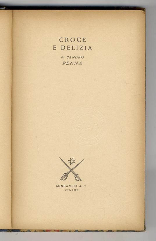 Croce e delizia - Sandro Penna - copertina