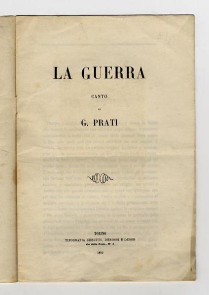 La Guerra. Canto - Giovanni Prati - copertina