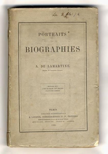 Portraits. (William Pitt - Lord Chatham - M.me Roland - Charlotte Corday) - Alphonse de Lamartine - copertina