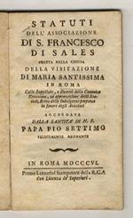 Statuti dell'Associazione di S. Francesco di Sales, eretta nella Chiesa della Visitazione di Maria Santissima in Roma