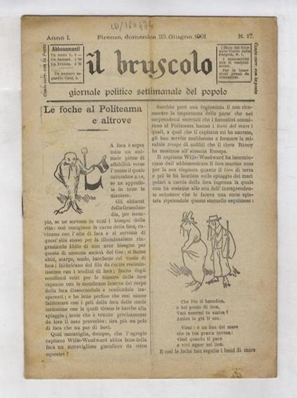 BRUSCOLO (IL). Giornale politico settimanale del popolo. Anno I. N. 17. Domenica 23 giugno 1901 - copertina