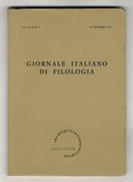 Giornale italiano di Filologia. Rivista quadrimestrale. 30 Novembre 1978.(Segnaliamo