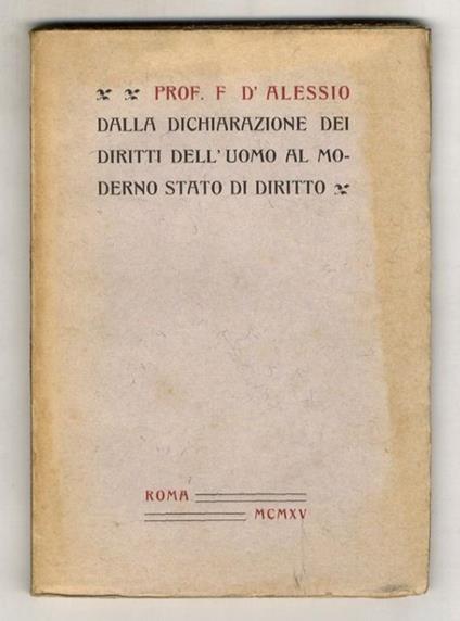 Dalla dichiarazione dei diritti dell'uomo al moderno stato di diritto - Francesco D'Alessio - copertina