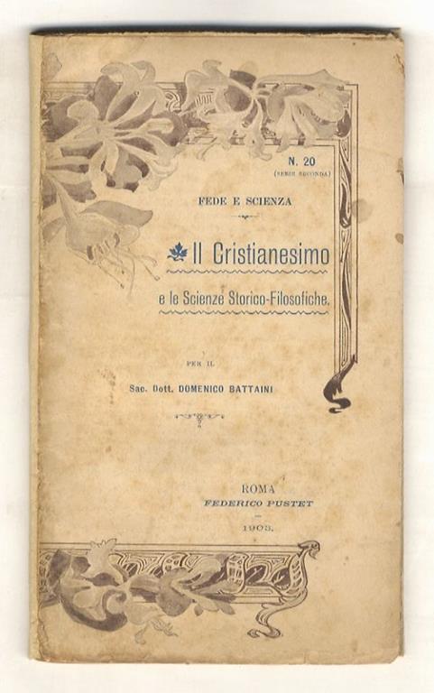 Il Cristianesimo e le Scienze Storico-Filosofiche - Domenico Battino - copertina