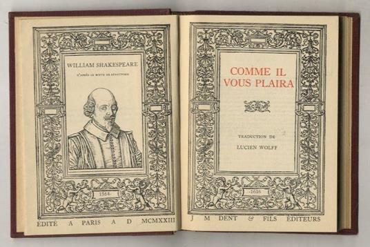 Comme il vous plaira. Traduction de Lucien Wolff - William Shakespeare - copertina