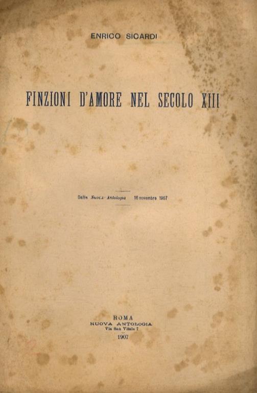 Finzioni d'amore nel secolo XIII - copertina