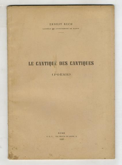 Le Cantique des Cantiques (poème) - Ernst Rech - copertina