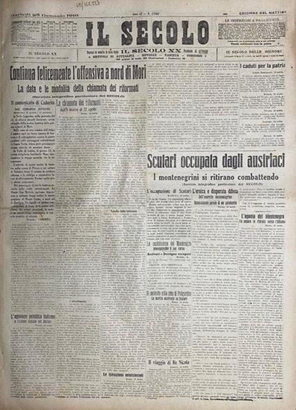 SECOLO (IL). Edizione del mattino. Anno LI. Numero 17917. Venerdì 18 febbraio 1916 - copertina