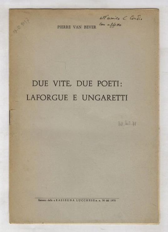 Due vite, due poeti: Laforgue e Ungaretti - copertina